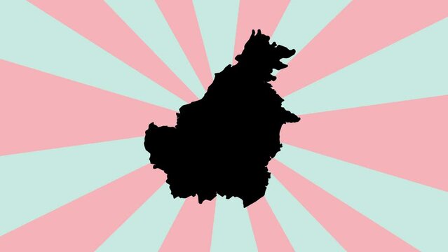 Animated map of the island of Kalimantan in Indonesia with a rotating background