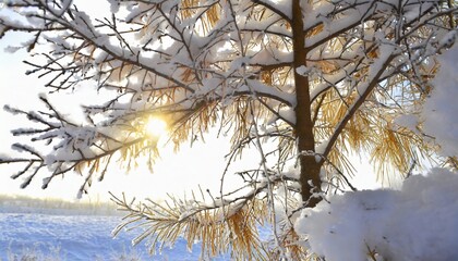 branches of a snow tree on white background
