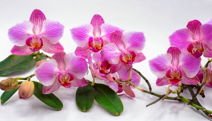 Fototapeta na wymiar pink orchid blossom collection flower bundle on white background as 