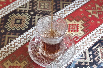 Turkish black tea in traditional glass