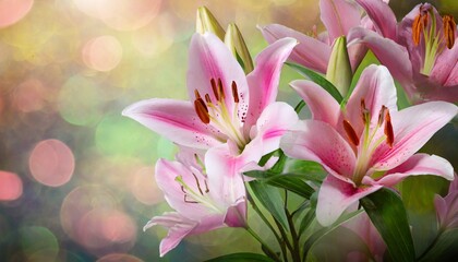 Naklejka premium pink lily flower on background generative ai