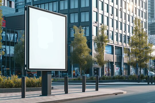 Empty Billboard in a Black City with a White Mockup AI Generated