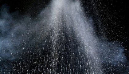 million of star dust photo image of falling down shower rain snow heavy snows storm flying freeze shot on black background overlay spray water fog smoke as star particle on wind