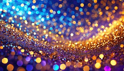 decoration twinkle glitters background abstract blurred backdrop with circles modern design overlay with sparkling glimmers blue purple and golden backdrop glittering sparks with glow effect