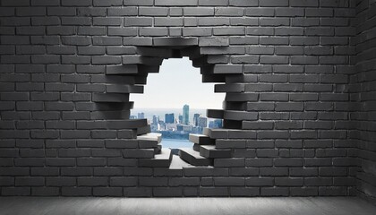 hole in black brick wall