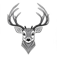black and white deer illustration on white backround