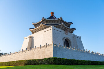 Chiang Kai-shek Memorial Hall in Taipei, taiwan. The meaning of the Chinese texts on plaque is "Chiang Kai Shek Memorial Hall"