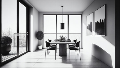Minimalistic Interior design Apartment living room with balcony Ai generated image