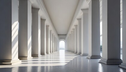 3d rendering white corridor pillars background render ai generated image