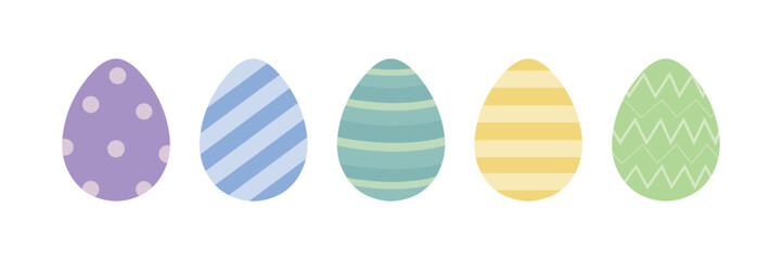 Easter eggs. Set of vector illustrations in flat modern style. Colorful Easter eggs.