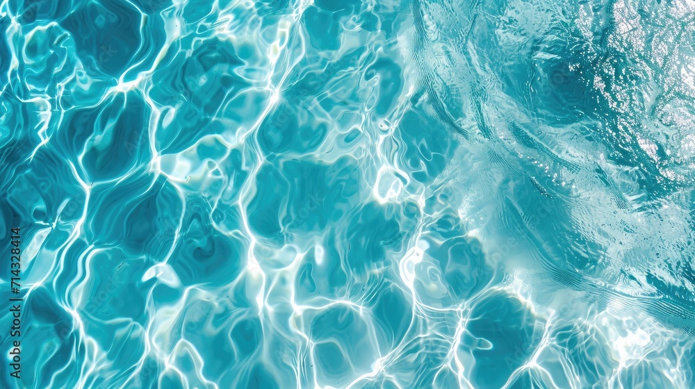 Poster swimming pool bottom caustics ripple and flow with waves background. summer background. texture of w