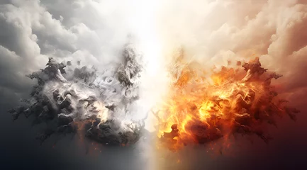 Velours gordijnen Vuur fire in the clouds