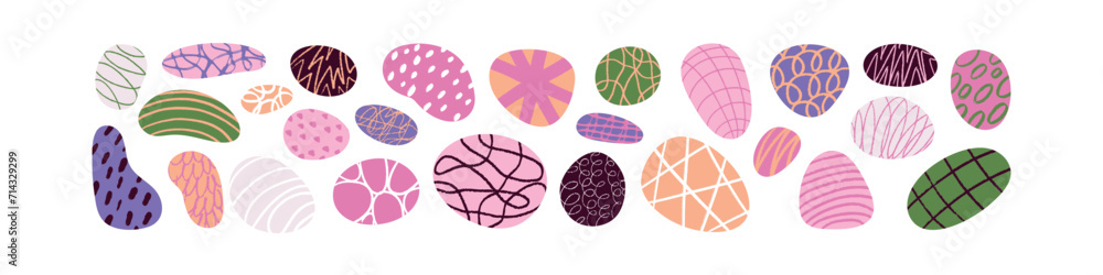 Poster abstract shapes and geometric elements. hand scribbled cute icons with playful graphics. flat vector