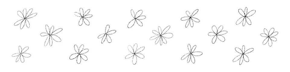 Hand drawn flower doodle, simple line pattern with abstract spring floral shapes. Brush sketch style. Flat vector illustration isolated on white background. - obrazy, fototapety, plakaty
