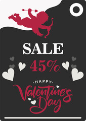 Valentine's day vector design, discount for valentine's day cards, flyers, posters stickers. Vector illustration 03