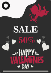 Valentine's day vector design, discount for valentine's day cards, flyers, posters stickers. Vector illustration 01