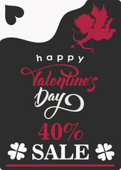 Valentine's day vector design, discount for valentine's day cards, flyers, posters stickers. Vector illustration 02