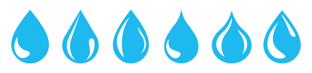 Water drops icon collection.icons of droplet shapes set. Water symbols.Vector