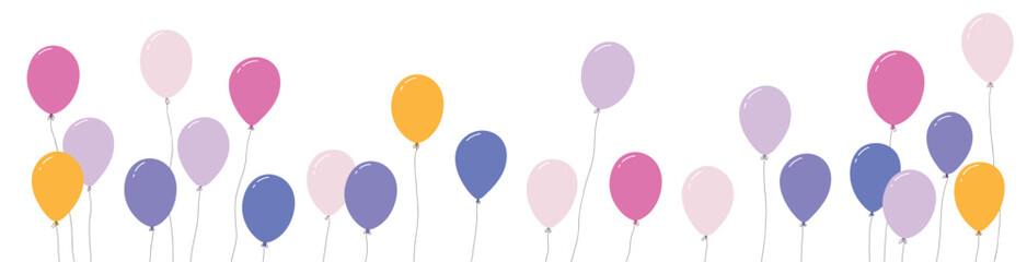 Colorful balloon bunch for birthdays and parties. Blue cartoon balloons with ropes, festive atmosphere. Flat vector illustration isolated on white background.