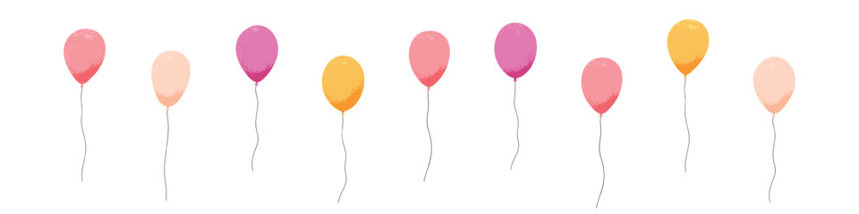 Cartoon balloon bundle with ropes. For birthday celebrations and festive decorations. Flat vector illustration isolated on white background. © Viktoria