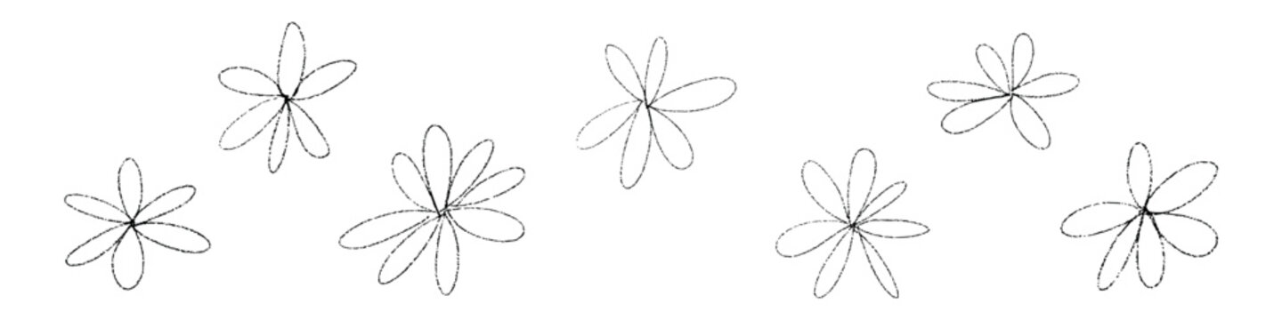 Hand drawn flower doodle, simple line pattern with abstract spring floral shapes. Brush sketch style. Flat vector illustration isolated on white background.