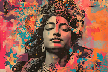 Hindu god Shiva. Painting art. Generative AI