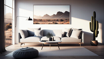 Simple Modern Apartment with minimal Interior design Ai generated image
