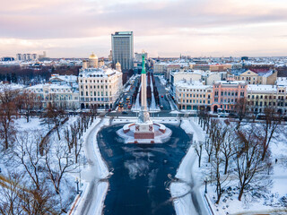 Freedom Monument known as Milda, located in the centre of Riga, the capital of Latvia