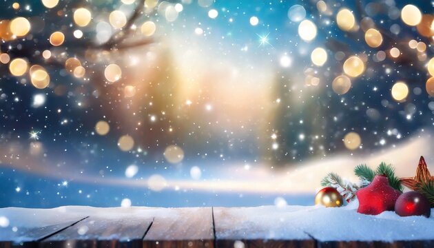 a christmas winter background sets the stage with gently falling snow and a dreamy blurred bokeh effect creating a magical and festive atmosphere amidst the winter wonderland