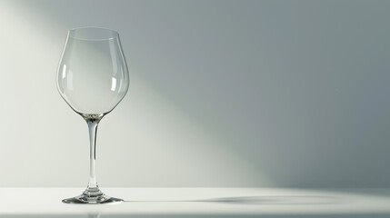  a wine glass sitting on a table with a shadow of the glass on the table and a white wall in the background with a shadow of the wine glass on the table.