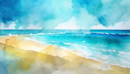 abstract watercolor beach and ocean fresh cheerful and relaxing summer concept positive and healthy tones to background or wallpaper 