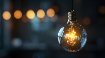 Hanging lightbulb with glowing Patent concept - obrazy, fototapety, plakaty