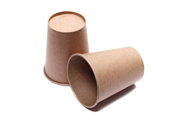 Two empty brown paper cup isolated, eco friend