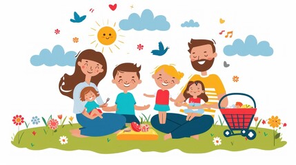 Obraz na płótnie Canvas Joyful Family Picnic: Sunny Day Delight