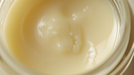  a close up of a jar of liquid with a white substance in the middle of the jar, with a white substance in the middle of the jar and a white substance in the middle of the jar.