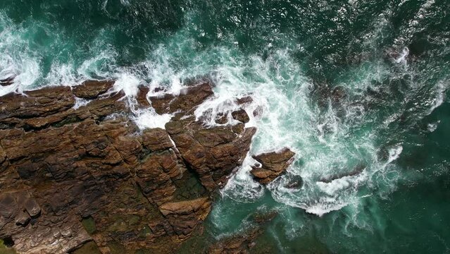 Beautiful Indian Ocean coast in Sri Lanka, Dikwella. Top view, aerial video filming.