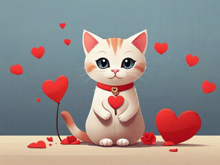 cat and heart