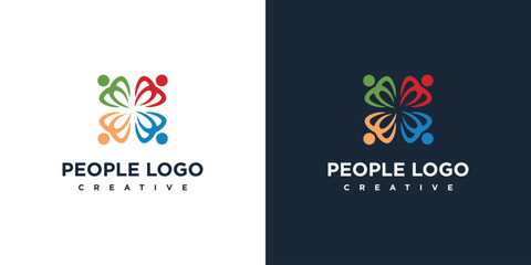 Teamwork concept logo. People logo icon	
