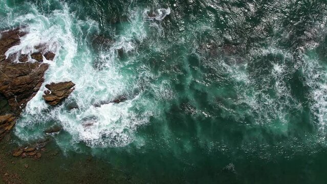 Beautiful Indian Ocean coast in Sri Lanka, Dikwella. Top view, aerial video filming.