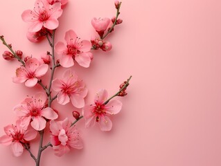 Beautiful Spring Flowers Composition on Pastel Pink Background AI Generated AI Generated