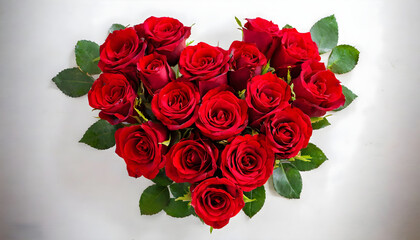 Red heart Made of Red Roses Isolated white background, San valentine day