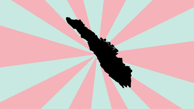 Animated map of the island of Sumatra in Indonesia with a rotating background