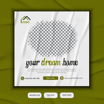 Free vector real estate post and social media banner template