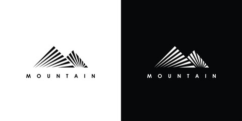 mountain vector logo template made with lines
