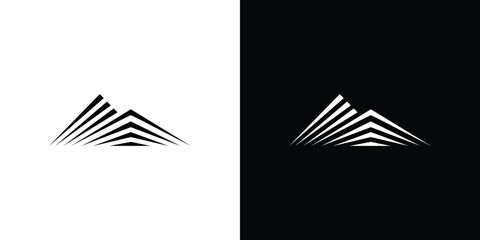 mountain vector logo template made with lines - obrazy, fototapety, plakaty