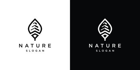 Leaf Logo Design Template. Icon Line Art Vector	
