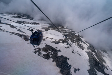 AUGUST 29, 2023 - HINTERTUX GLACIER - Cabins of the cable car Gletscherbus leading to the top of...