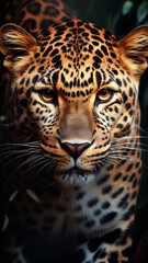 leopard face with illuminate eyes