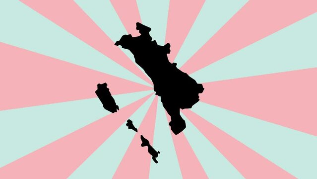 Animated map of West Sumatra province in Indonesia with a rotating background