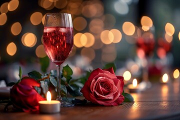 marriage and honeymoon's passion on a romantic Valentine's date, marking their anniversary with luxury and glasses
